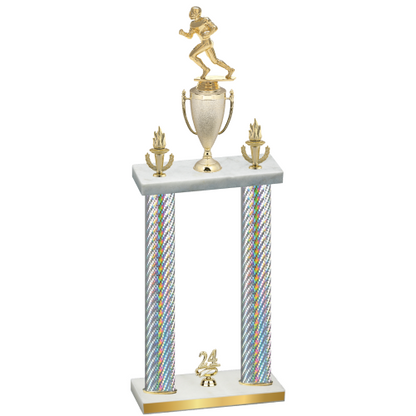 Double Silver Carbon Fiber Year Football Trophy
