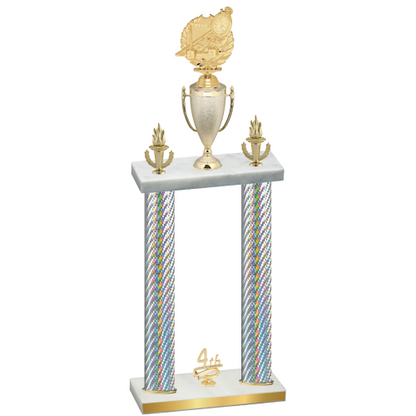 Double Silver Carbon Fiber Fourth Place Swimming Trophy