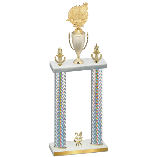 Double Silver Carbon Fiber Year Swimming Trophy