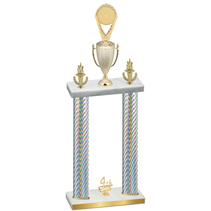 Double Silver Carbon Fiber Fourth Place Insert Trophy