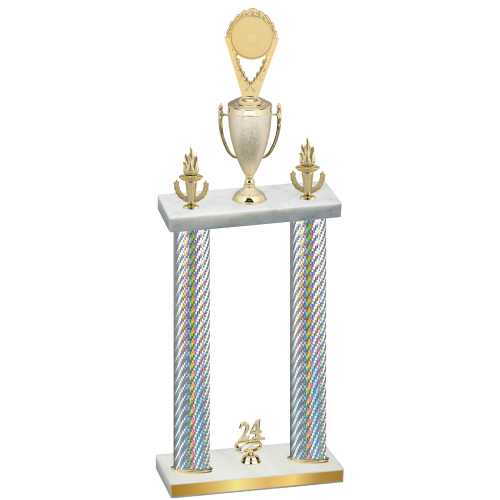 Double Silver Carbon Fiber Year Insert Trophy