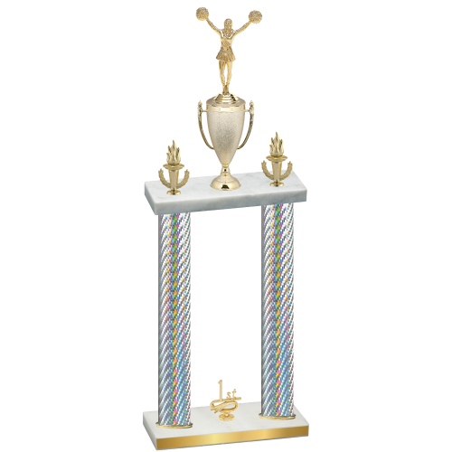 Double Silver Carbon Fiber First Place Cheerleading Trophy