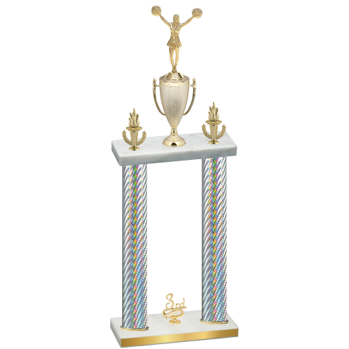 Double Silver Carbon Fiber Third Place Cheerleading Trophy