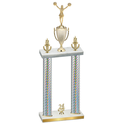 Double Silver Carbon Fiber Year Cheerleading Trophy