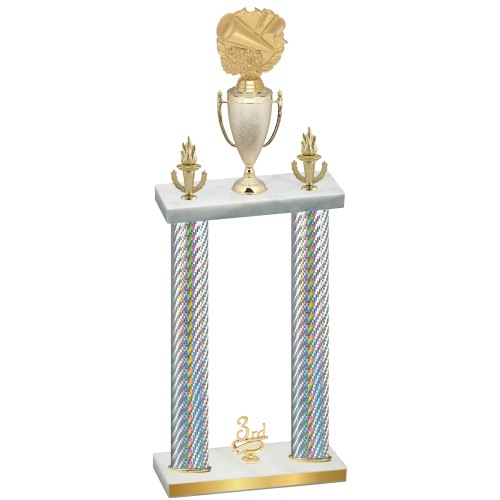 Double Silver Carbon Fiber Third Place Cheerleading Trophy