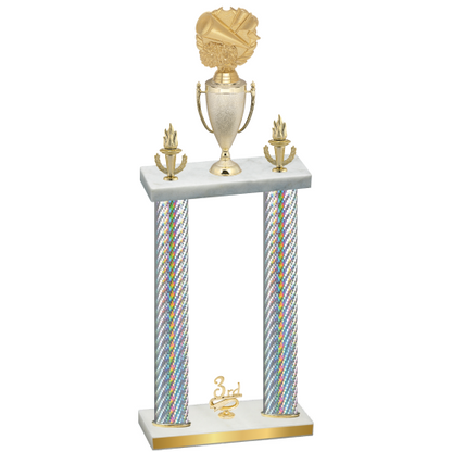 Double Silver Carbon Fiber Third Place Cheerleading Trophy
