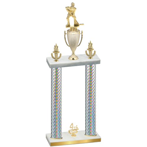 Double Silver Carbon Fiber Fourth Place Hockey Trophy