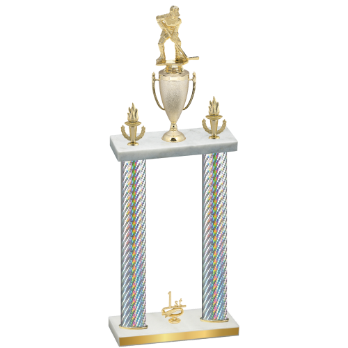 Double Silver Carbon Fiber First Place Hockey Trophy