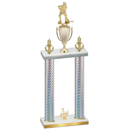 Double Silver Carbon Fiber Third Place Hockey Trophy
