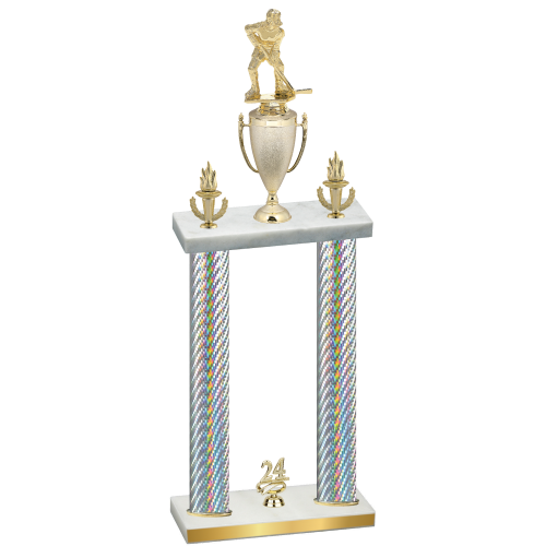 Double Silver Carbon Fiber Year Hockey Trophy