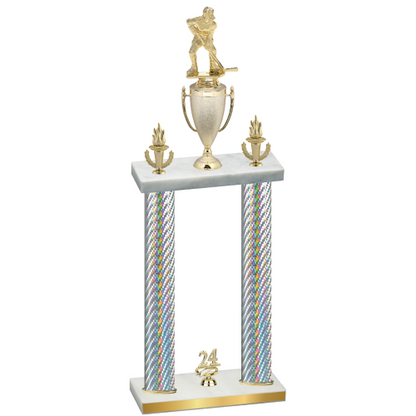 Double Silver Carbon Fiber Year Hockey Trophy