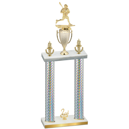 Double Silver Carbon Fiber Second Place Lacrosse Trophy