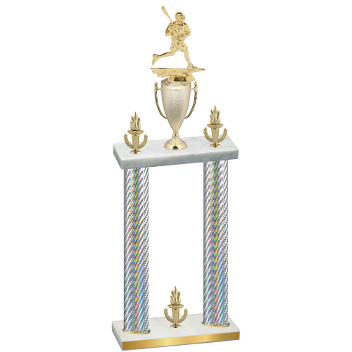 Double Silver Carbon Fiber Victory Lacrosse Trophy