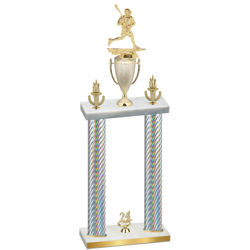 Double Silver Carbon Fiber Year Lacrosse Trophy