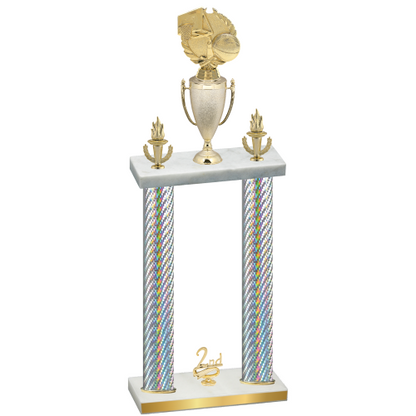 Double Silver Carbon Fiber Second Place Basketball Trophy