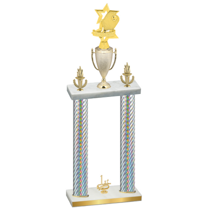 Double Silver Carbon Fiber First Place Pickleball Trophy