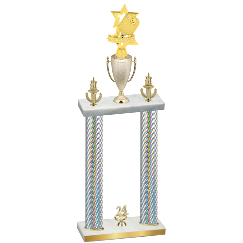 Double Silver Carbon Fiber Year Pickleball Trophy