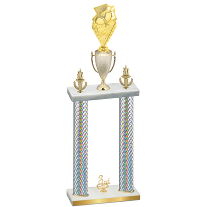 Double Silver Carbon Fiber Third Place Pickleball Trophy