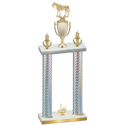Double Silver Carbon Fiber First Place Horses Trophy
