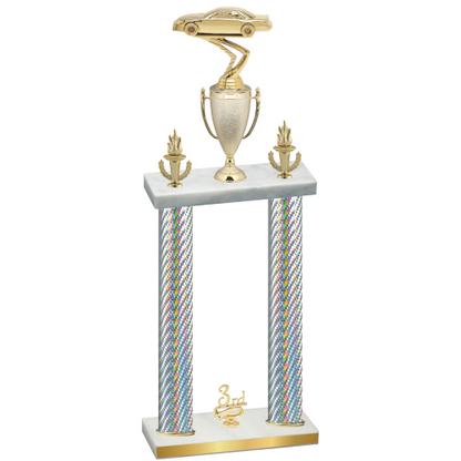 Double Silver Carbon Fiber Third Place Cars Trophy