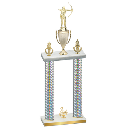 Double Silver Carbon Fiber Third Place Archery Trophy