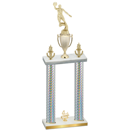 Double Silver Carbon Fiber Fourth Place Basketball Trophy
