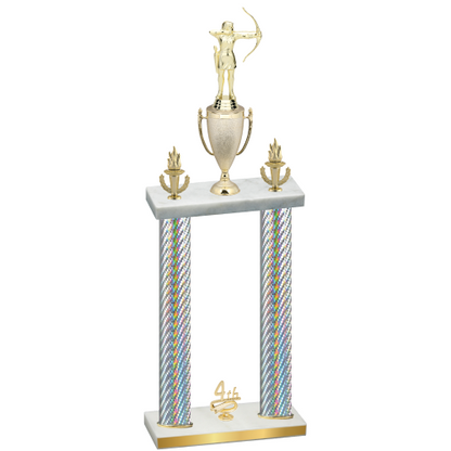 Double Silver Carbon Fiber Fourth Place Archery Trophy