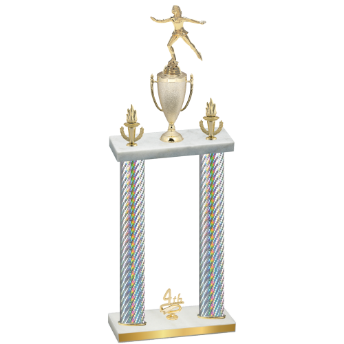 Double Silver Carbon Fiber Fourth Place Skater Trophy