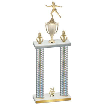 Double Silver Carbon Fiber Year Skater Trophy