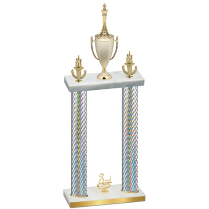 Double Silver Carbon Fiber Third Place Chess Trophy