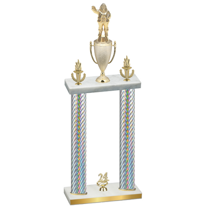 Double Silver Carbon Fiber Year Holiday Trophy
