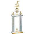 Double Silver Carbon Fiber Victory Flag Football Trophy