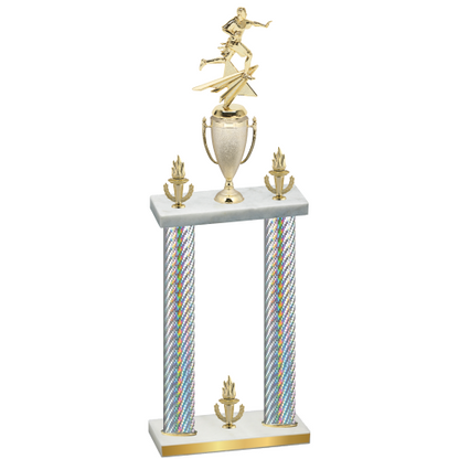 Double Silver Carbon Fiber Victory Flag Football Trophy
