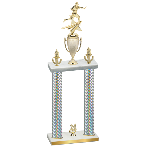Double Silver Carbon Fiber Year Flag Football Trophy