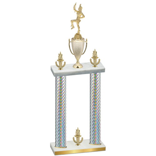Double Silver Carbon Fiber Victory Majorette Trophy