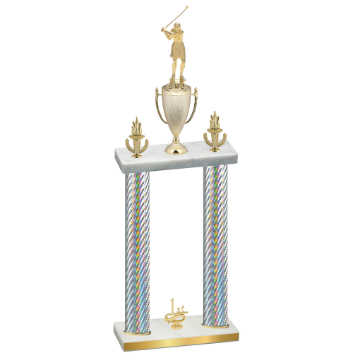 Double Silver Carbon Fiber First Place Golf Trophy