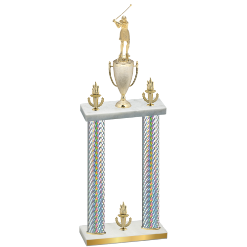 Double Silver Carbon Fiber Victory Golf Trophy