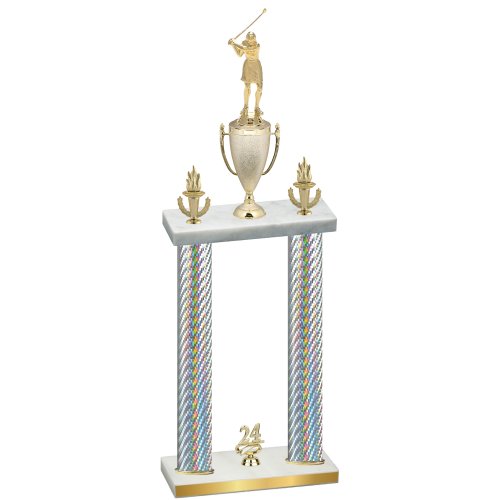 Double Silver Carbon Fiber Year Golf Trophy