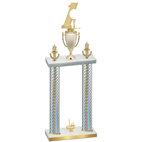 Double Silver Carbon Fiber First Place Golf Trophy