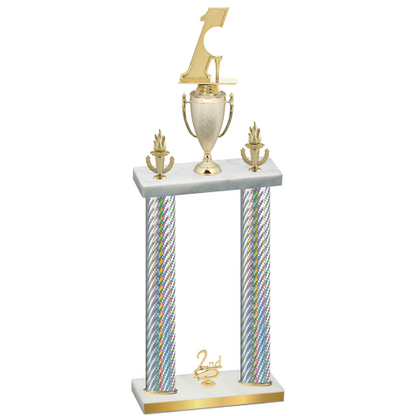 Double Silver Carbon Fiber Second Place Golf Trophy