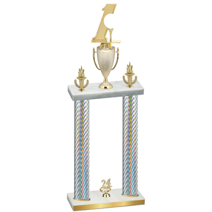 Double Silver Carbon Fiber Year Golf Trophy
