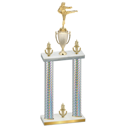 Double Silver Carbon Fiber Victory Karate Trophy
