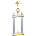 Double Silver Carbon Fiber Third Place Karate Trophy