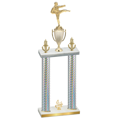 Double Silver Carbon Fiber Fourth Place Karate Trophy