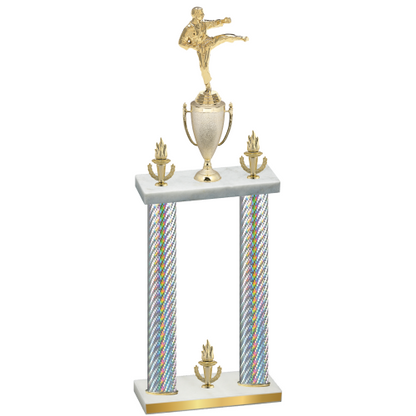 Double Silver Carbon Fiber Victory Karate Trophy