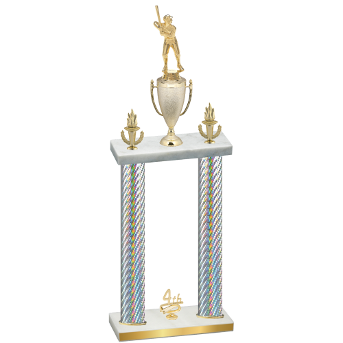 Double Silver Carbon Fiber Fourth Place Baseball Trophy