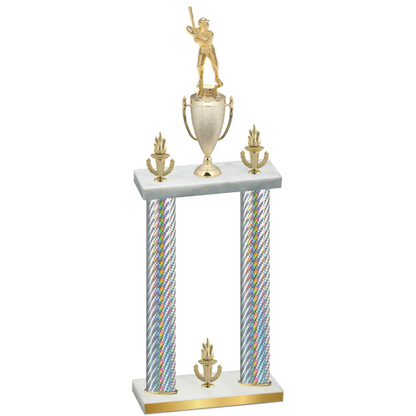Double Silver Carbon Fiber Victory Baseball Trophy
