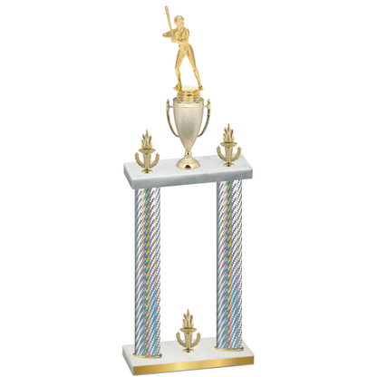Double Silver Carbon Fiber Victory Softball Trophy