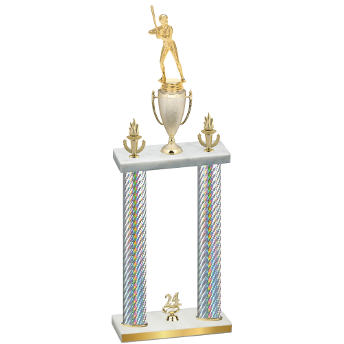 Double Silver Carbon Fiber Year Softball Trophy