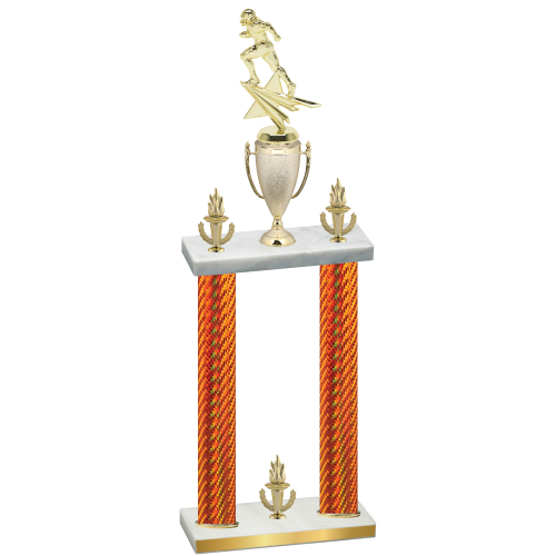 Double Orange Carbon Fiber Victory Football Trophy